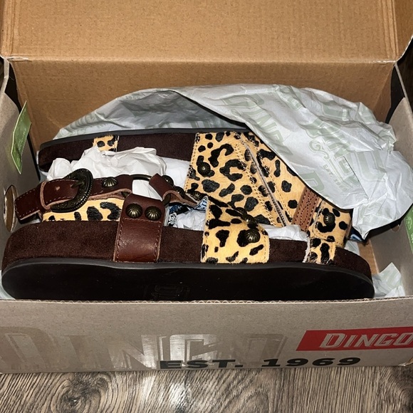 Dingo women’s Sage Brush Leopard Print Sandals with Brown Accents size 7 - Picture 9 of 12